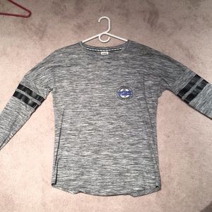 Gray shirt with leather accents